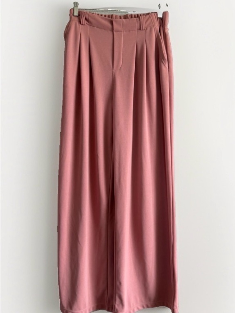 Halara Pleated Wide Leg Palazzo Pants Pink Women M Tall High Waisted Casual